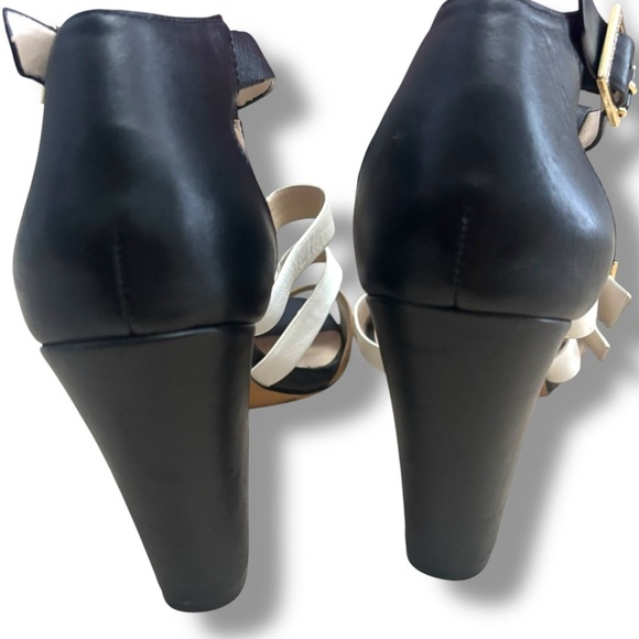 Vince Camuto Gladiator Black Beige White Adriana Heel Sandal - Size 9 - Picture 7 of 12